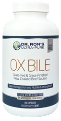 Ox Bile, 180 Capsules ox bile, bile, gall bladder, heart, new zealand, grass-fed, grass-finished, bovine, digestion, enzymes, digestive enzymes