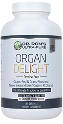 Organ Delight: Porcine Free, 180 capsules grassfed organic organs, organic glands, Liver, Heart, Brain, Thymus, Kidney, Pancreas, Adrenal with Cortex, Testicle, Ovary, superfood